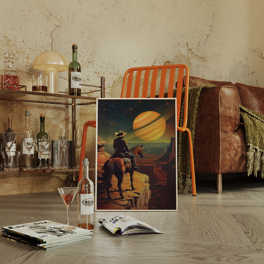 Cosmic Cowboy Canvas – Western Sci-Fi Wall Art