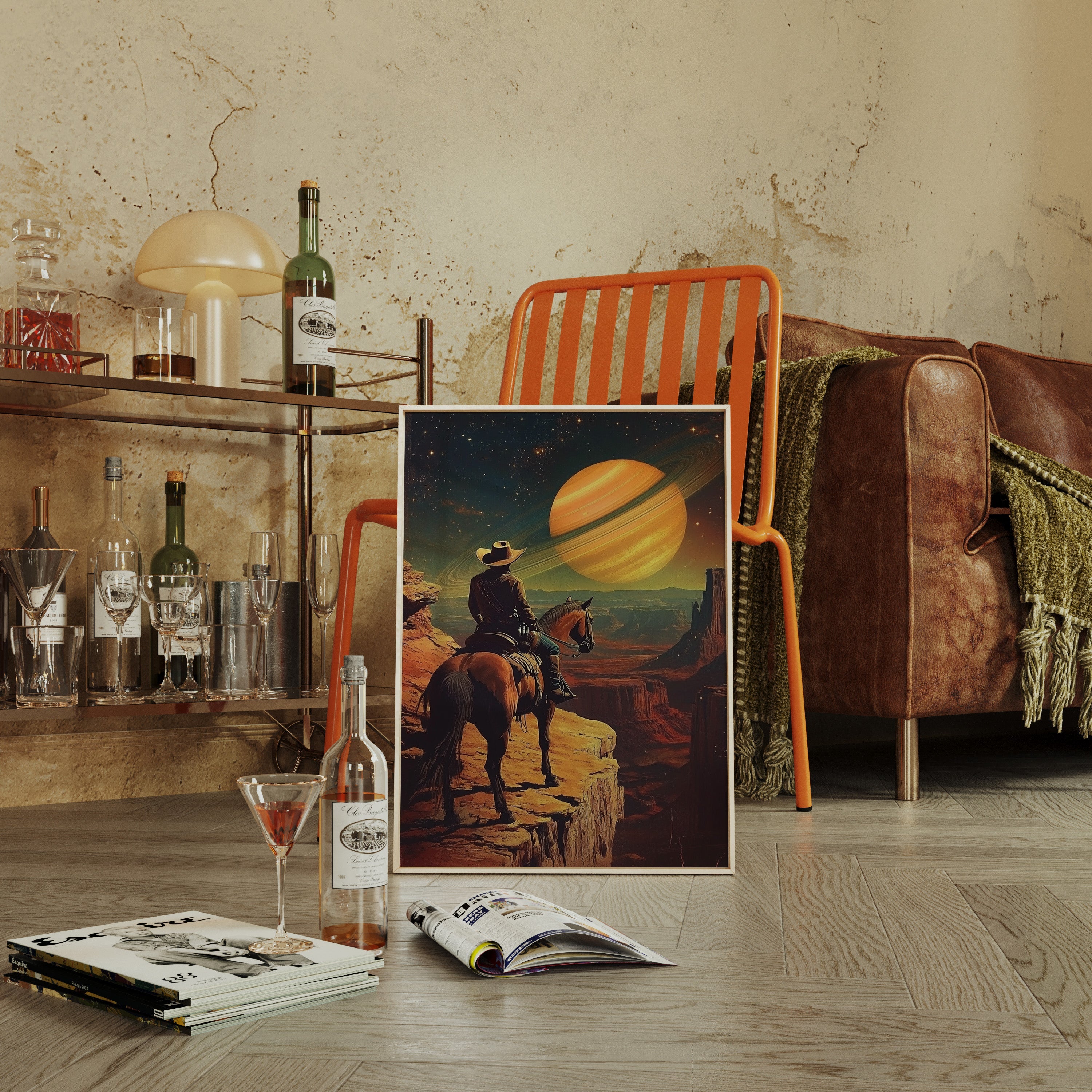 Cosmic Cowboy Canvas – Western Sci-Fi Wall Art