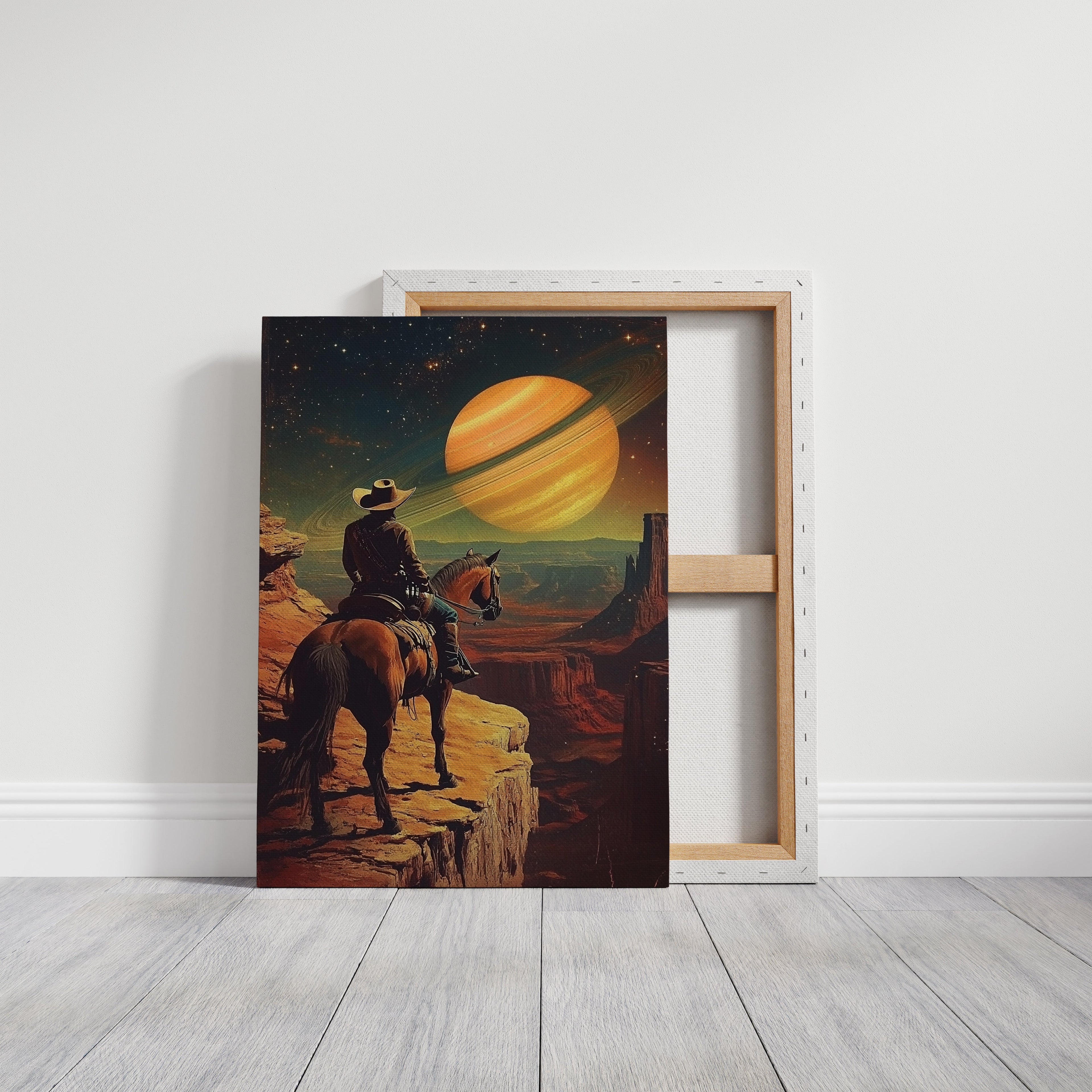 Cosmic Cowboy Canvas – Western Sci-Fi Wall Art
