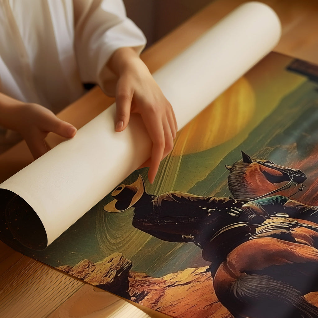 Cosmic Cowboy Canvas – Western Sci-Fi Wall Art