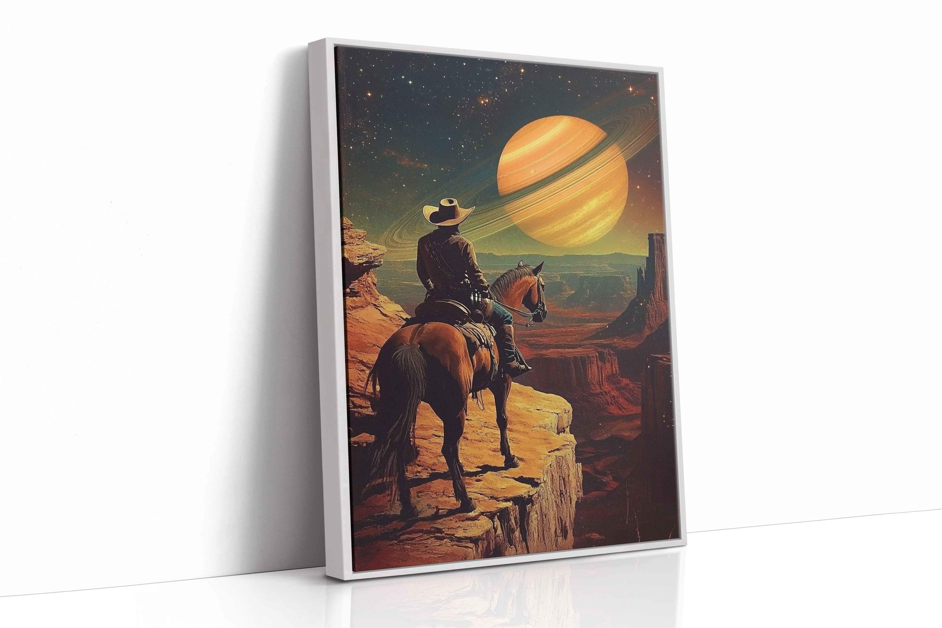 Cosmic Cowboy Canvas – Western Sci-Fi Wall Art