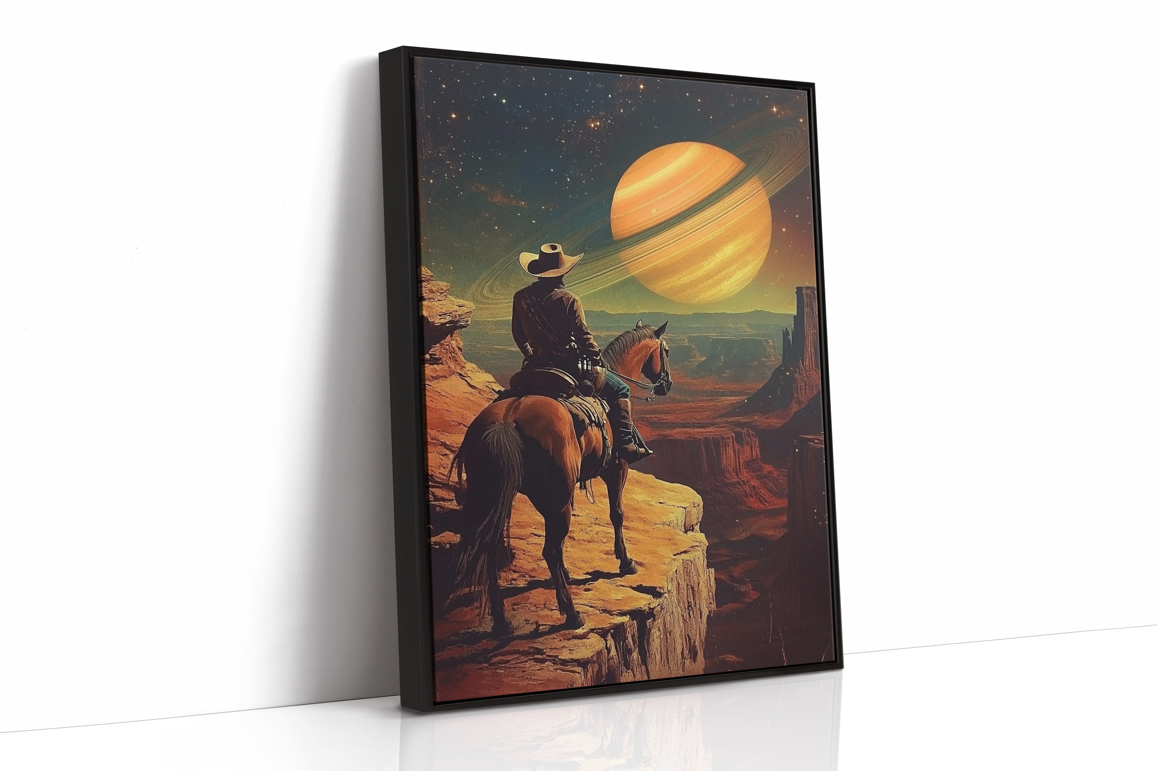 Cosmic Cowboy Canvas – Western Sci-Fi Wall Art