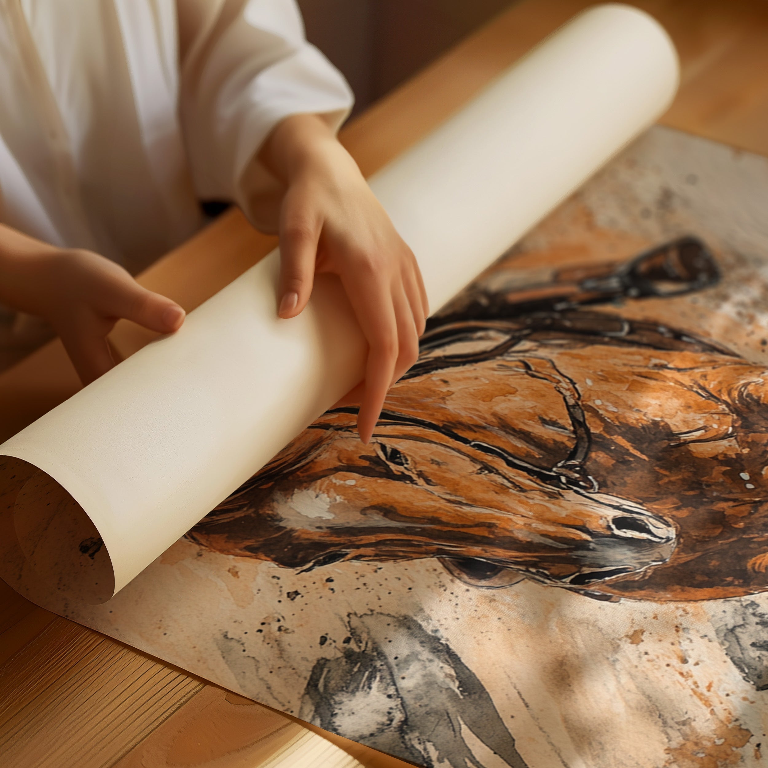 Downhill Cowboy Canvas – Western Action Horseback Painting