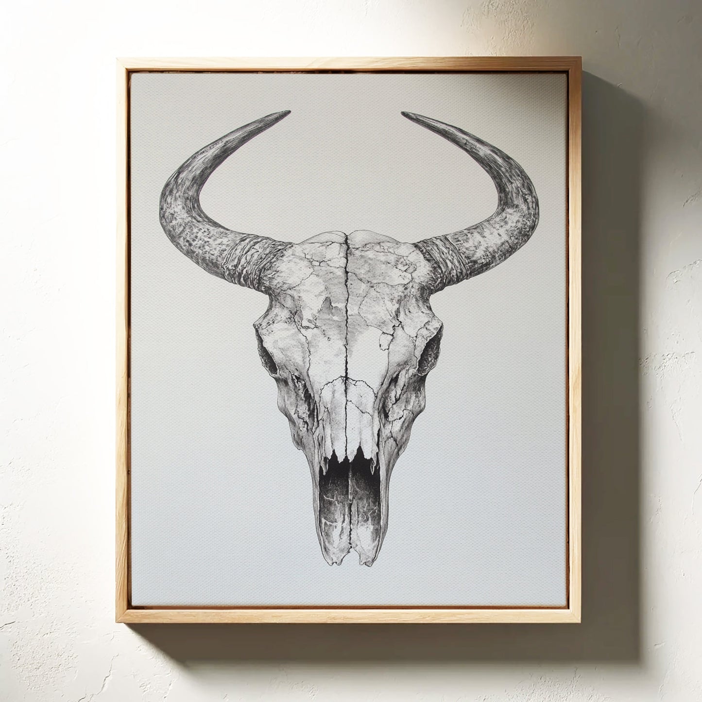Western Bull Skull Line Art Print – Rustic Cowboy Wall Decor