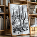 Desert Cactus Line Drawing – Southwestern Saguaro Wall Art