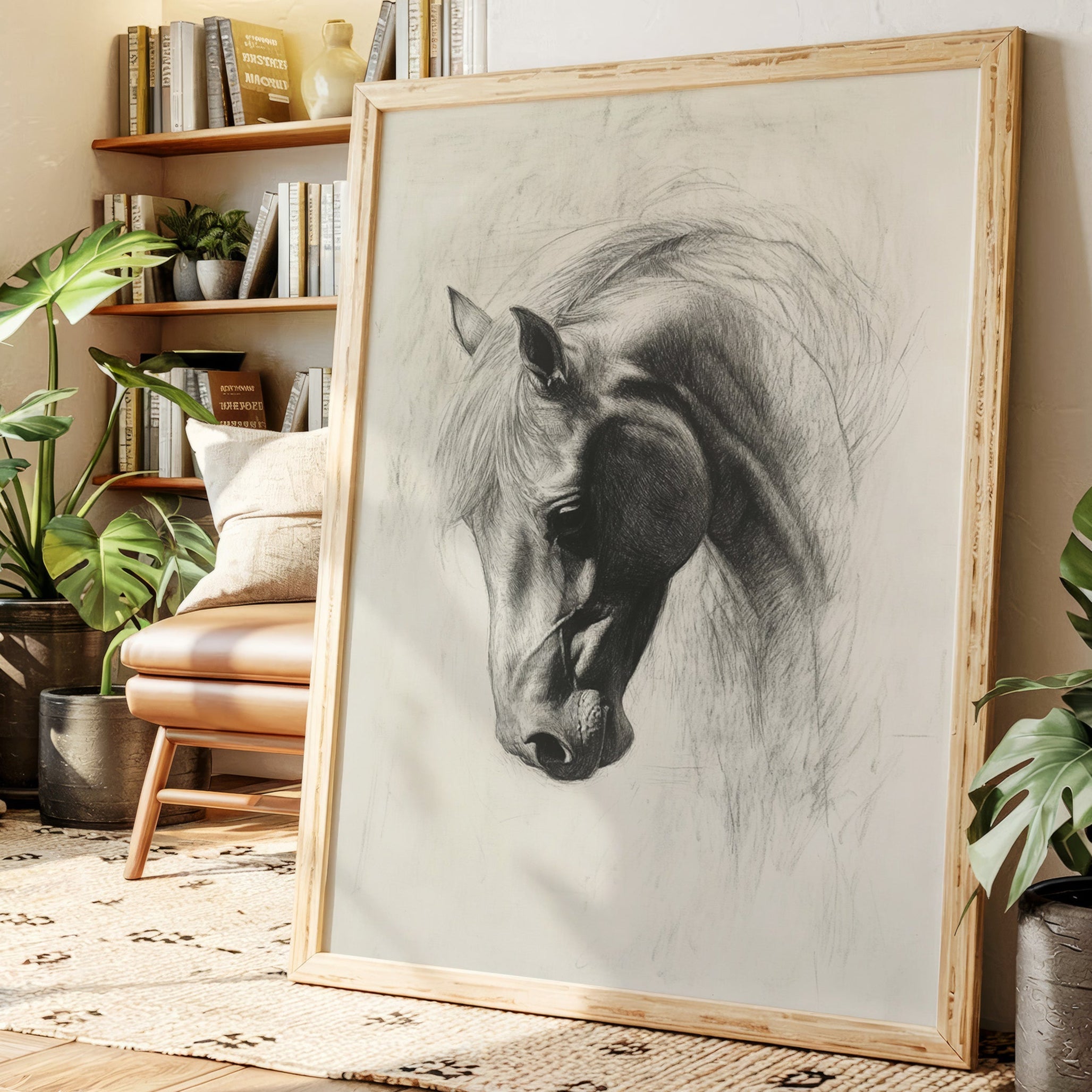 Horse Pencil Drawing – Western Equine Wall Art