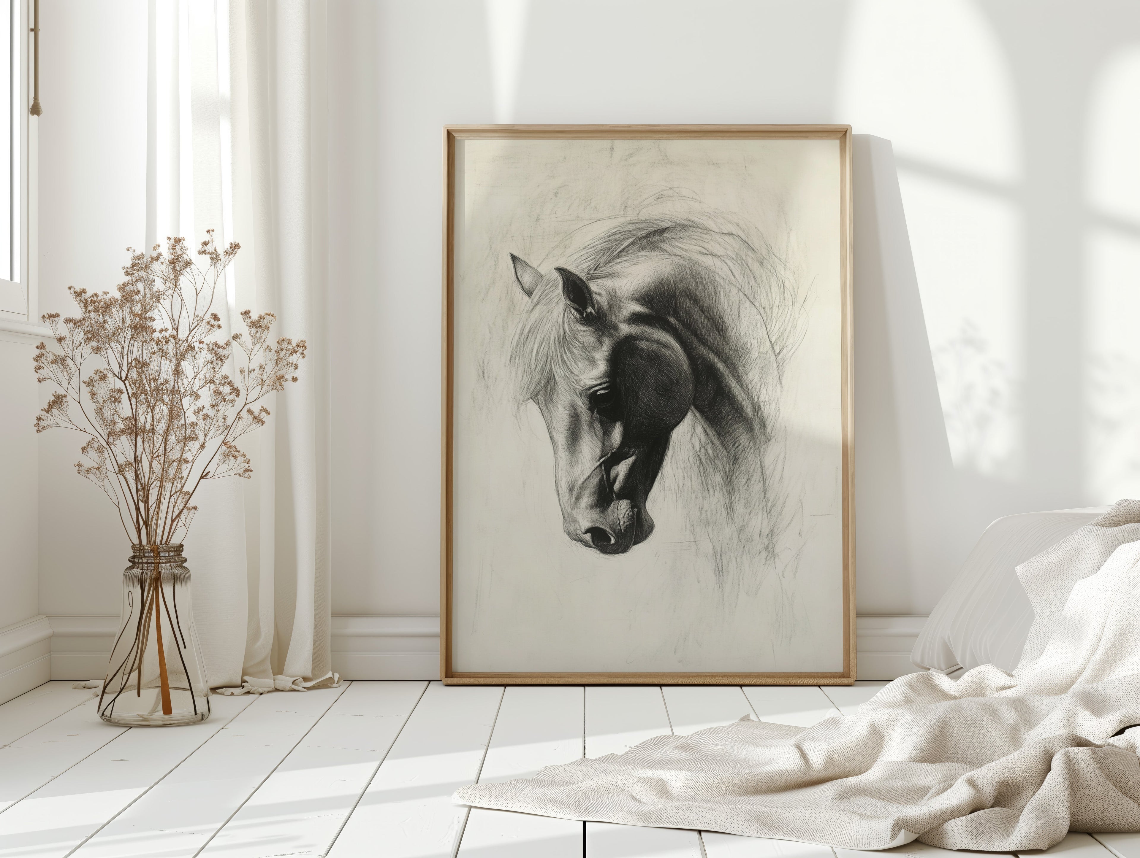 Horse Pencil Drawing – Western Equine Wall Art