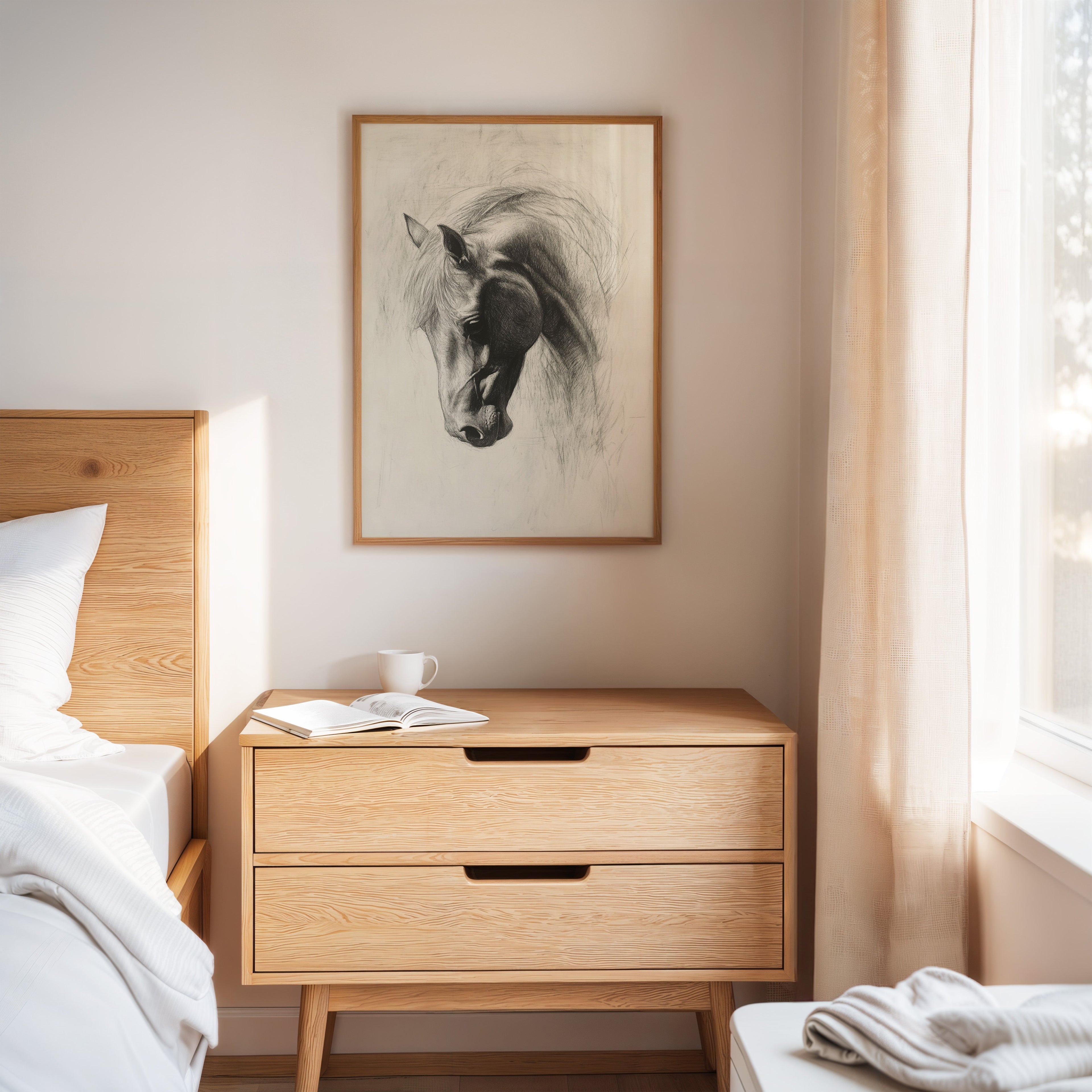 Horse Pencil Drawing – Western Equine Wall Art