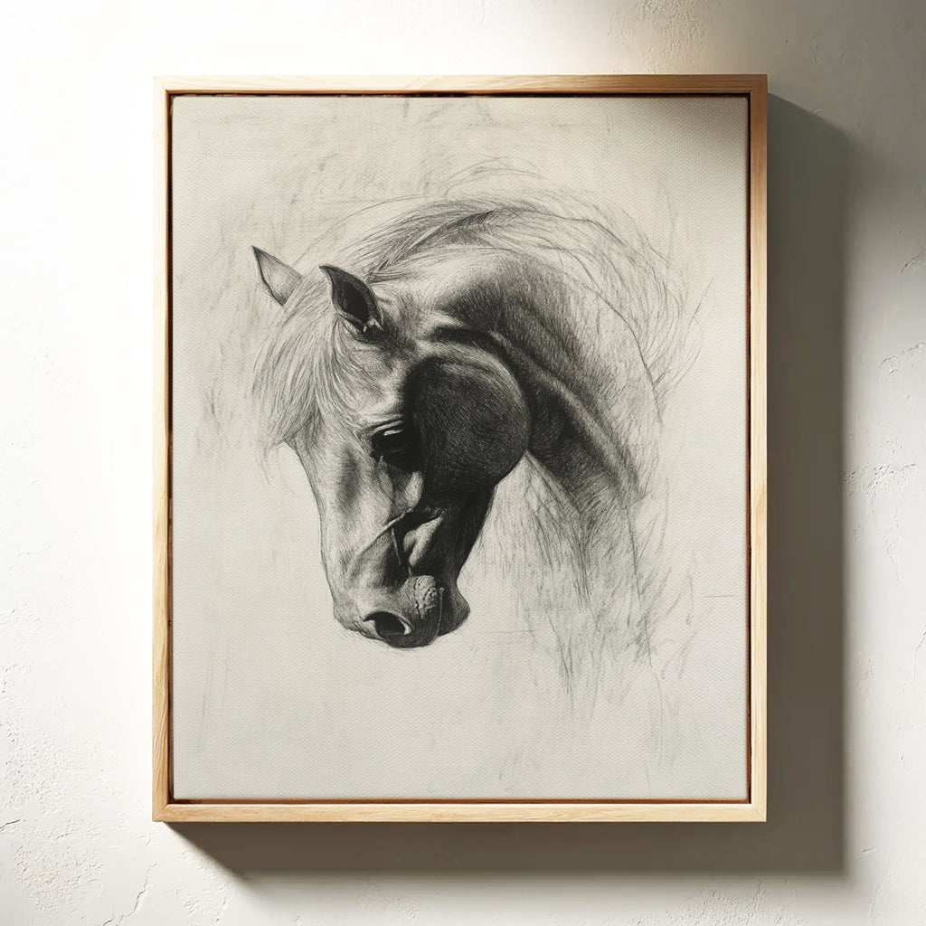 Horse Pencil Drawing – Western Equine Wall Art