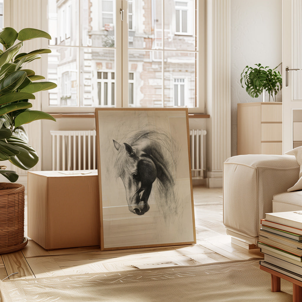Horse Pencil Drawing – Western Equine Wall Art