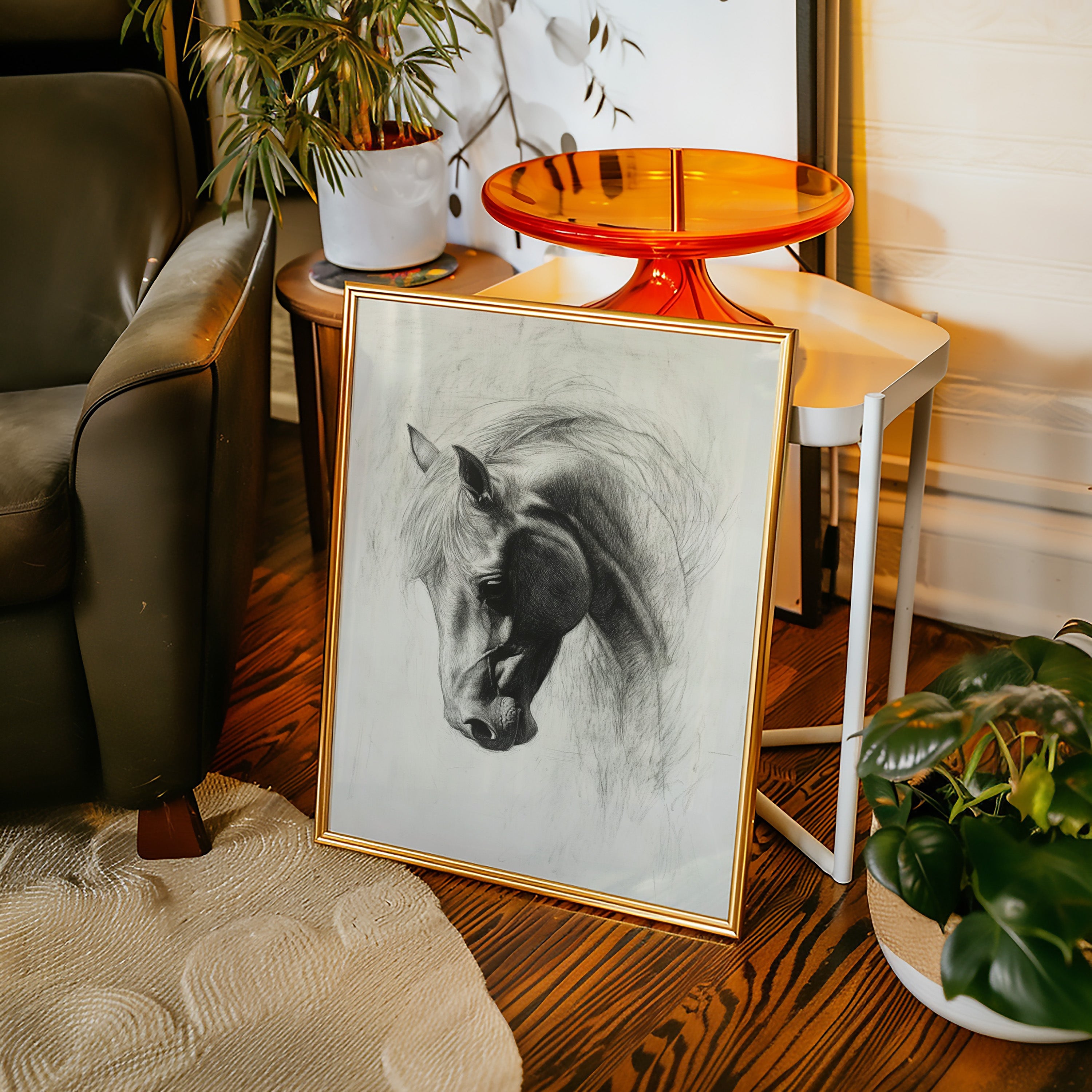Horse Pencil Drawing – Western Equine Wall Art