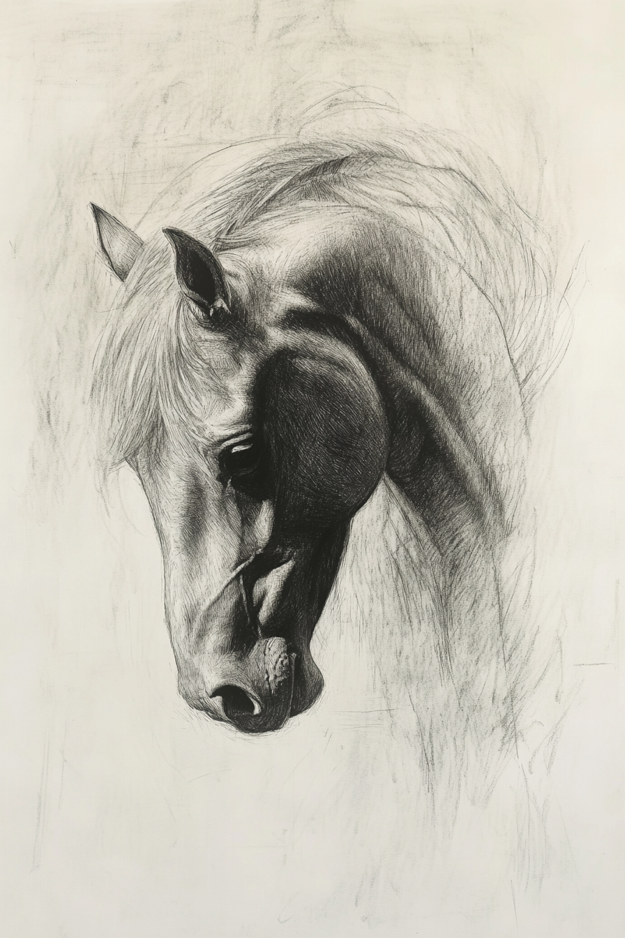 Horse Pencil Drawing – Western Equine Wall Art