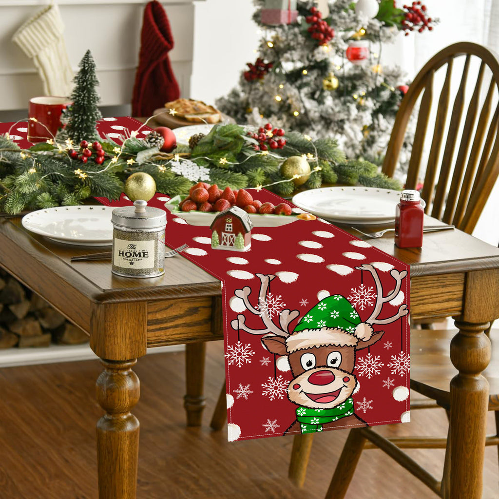 Christmas Cartoon Reindeer Table Runner