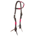 Hot Pink Rawhide Rope Tooled Single Ear Headstall