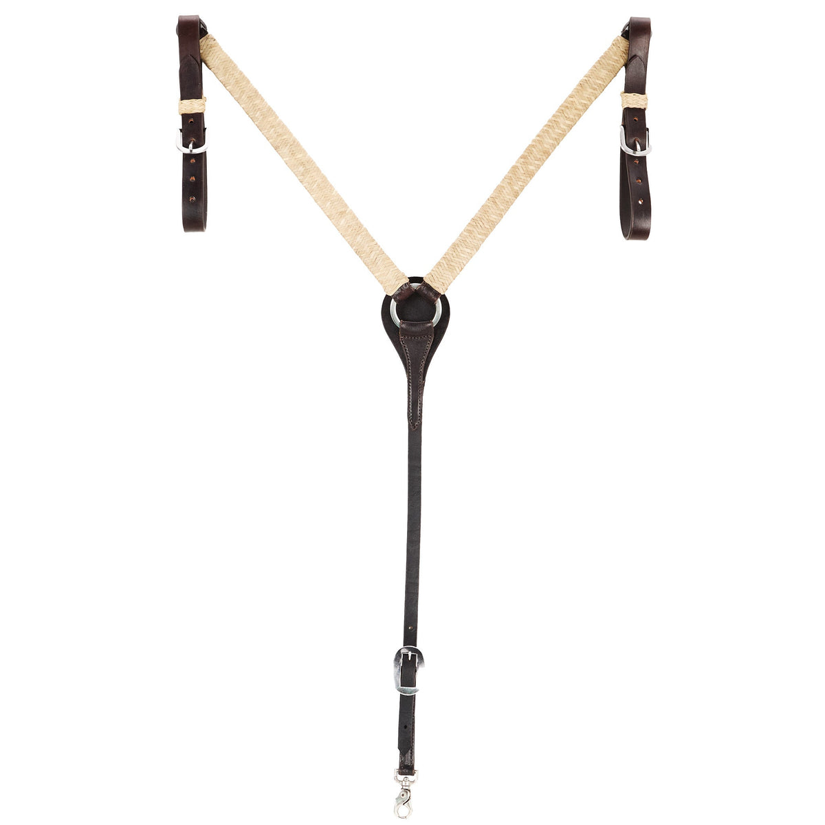 Braided Natural Rawhide 1in Straight Breast Collar