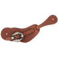 Mens Heavy Oiled Cowboy Spur Straps With Double Flower Buckles