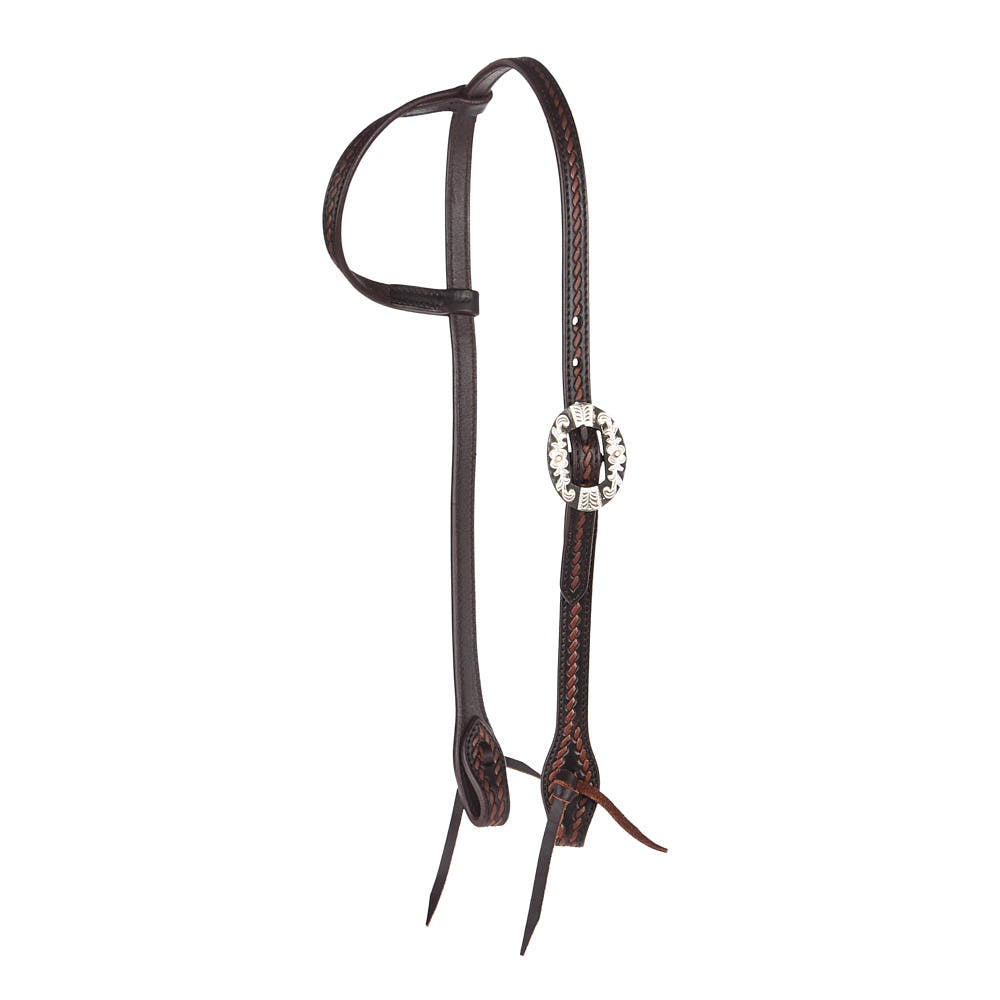 Heavy Oiled Rope Tooling Floral Single Ear Headstall