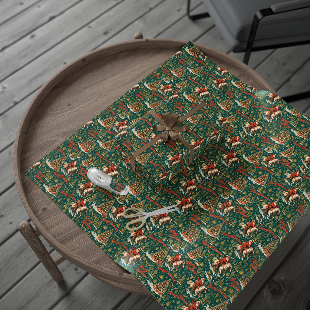 Cowboy Santa Western Christmas Wrapping Paper