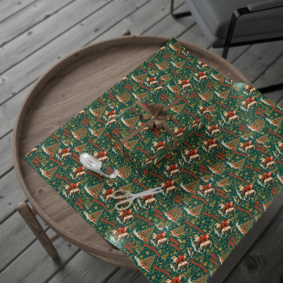 Cowboy Santa Western Christmas Wrapping Paper