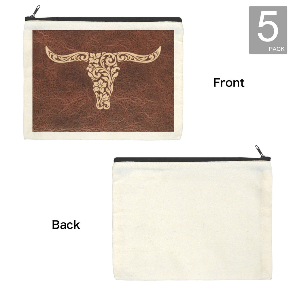 Baha Ranch Tooled Longhorn Set of 5 bags Cosmetic Baga