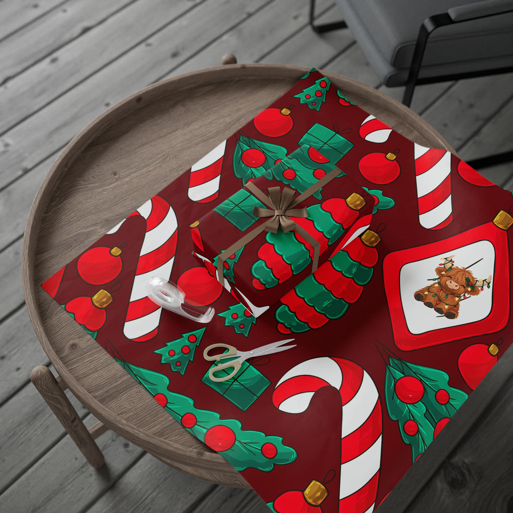Candy Canes & Highland Cheer Christmas Wrapping Paper