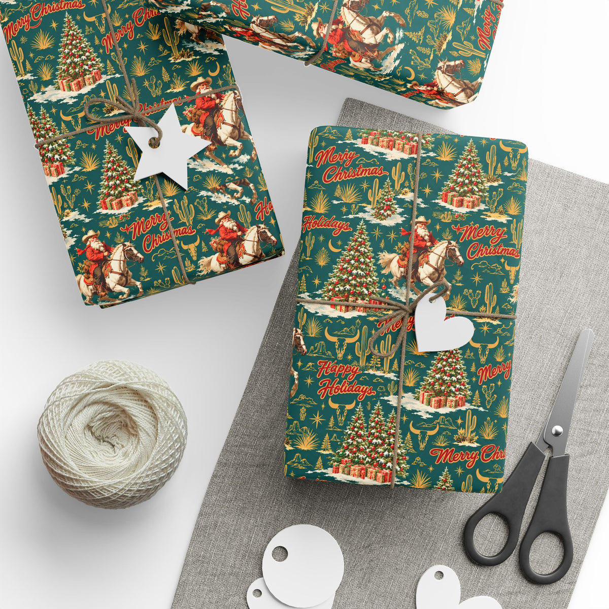 Cowboy Santa Western Christmas Wrapping Paper