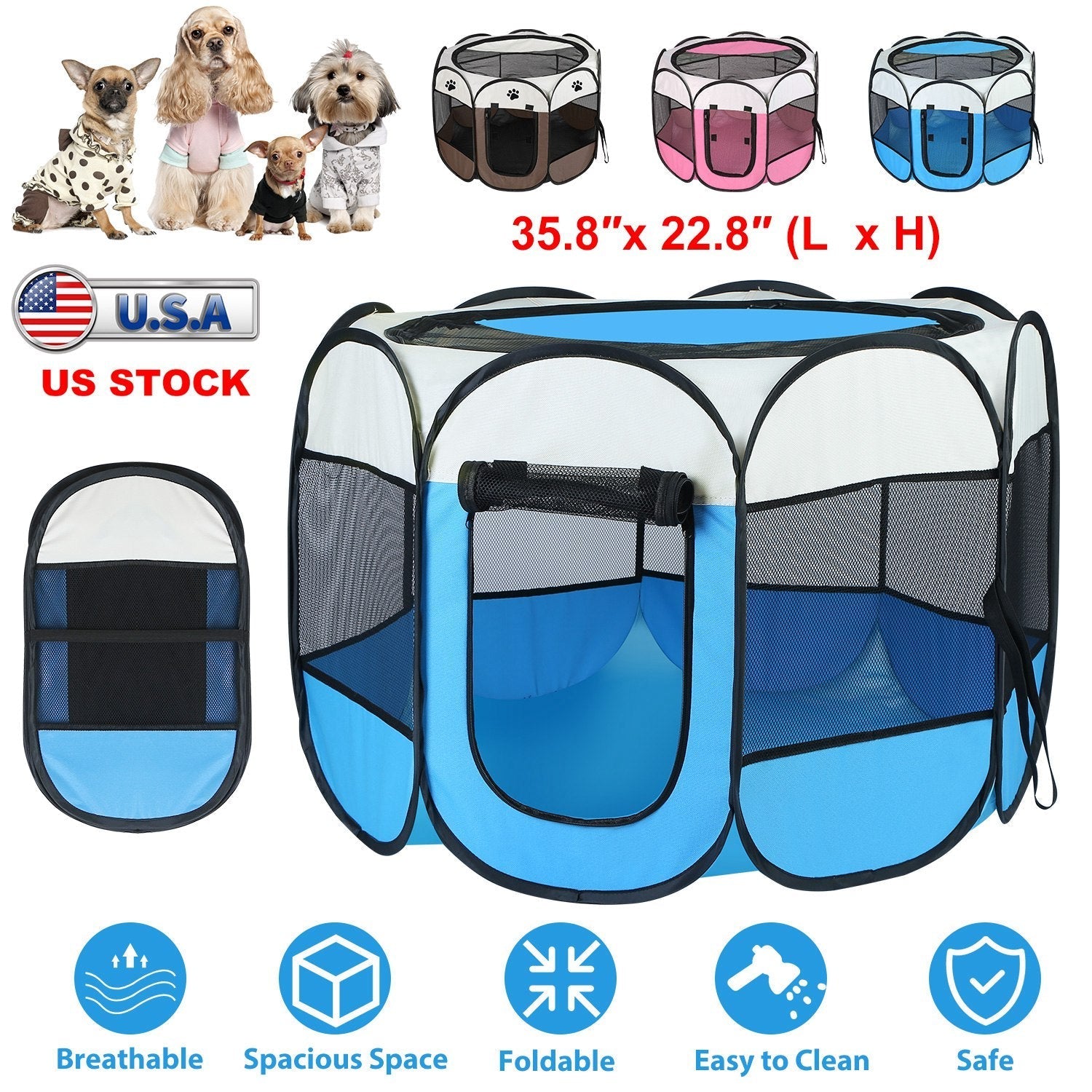 Portable Foldable Pet Tent Exercise Pen
