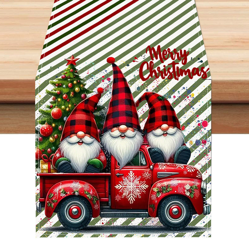 Christmas Gnomes Printed Table Runner