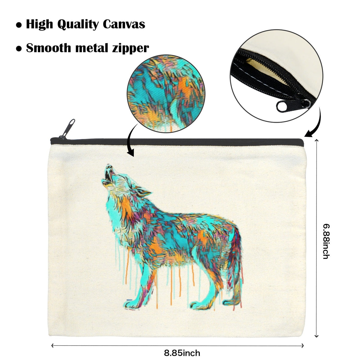 Baha Ranch Watercolor Wolf Cosmetic Bag Pack of 5