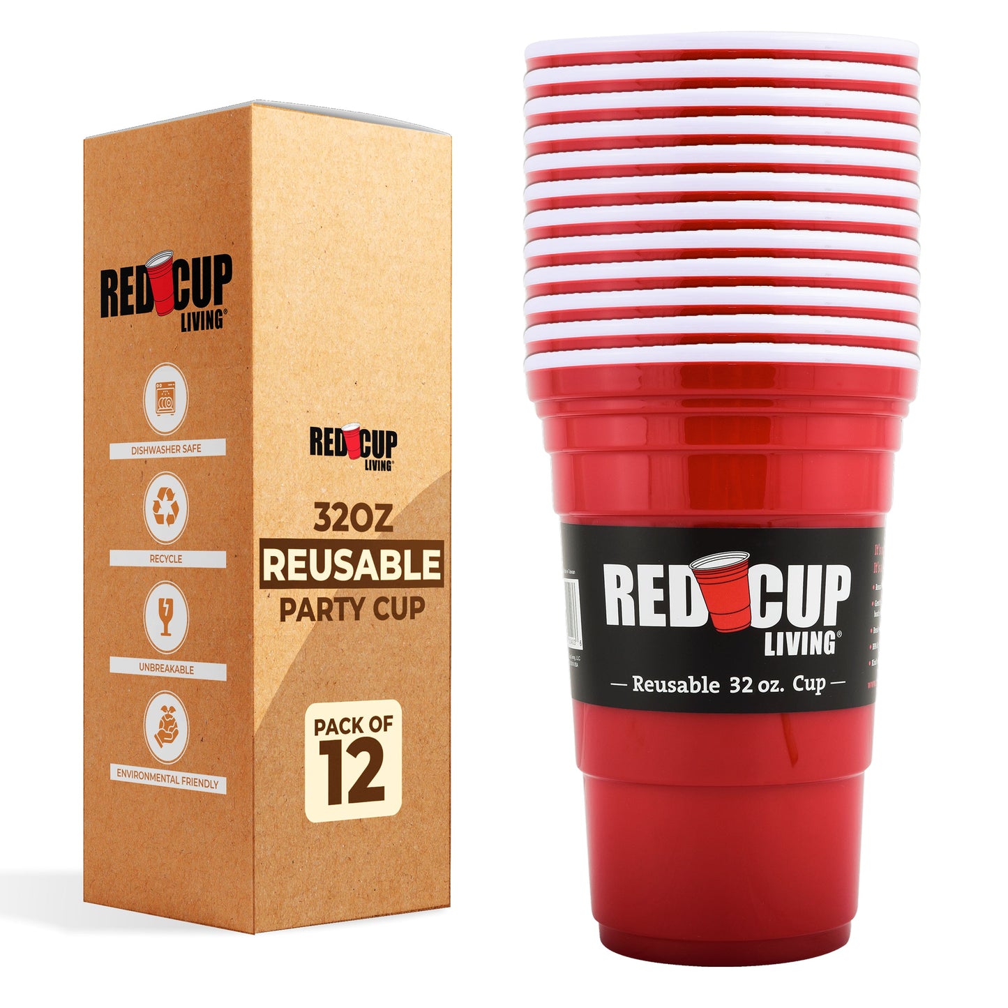 32oz Reusable Cup For Parties | Strong, Unbreakable, Leakproof tumbler | Durable ABS plastic, BPA Free | Perfect for parties, camping & Outdoors