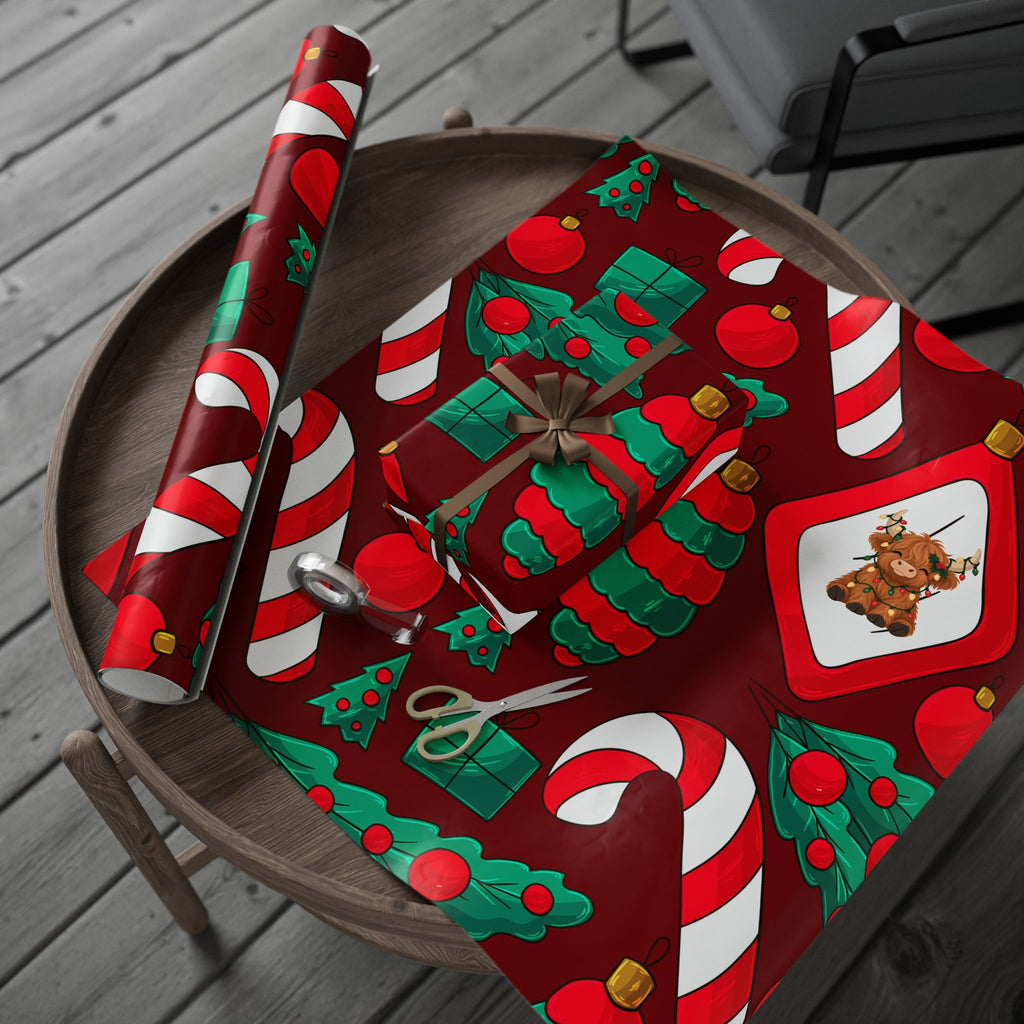 Candy Canes & Highland Cheer Christmas Wrapping Paper