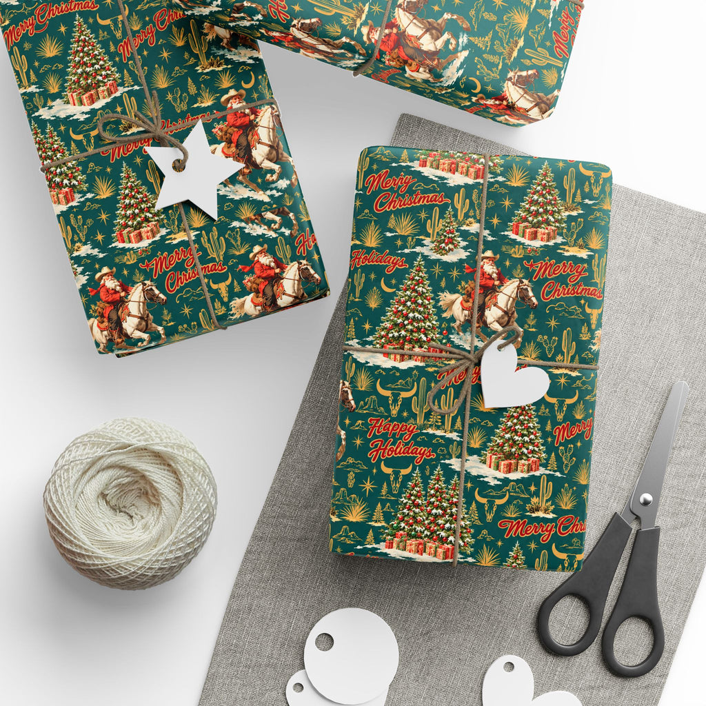 Cowboy Santa Western Christmas Wrapping Paper