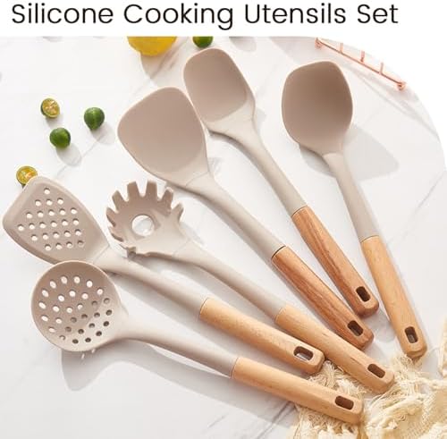 Silicone Cooking Utensils Set 8 Piece with Holder