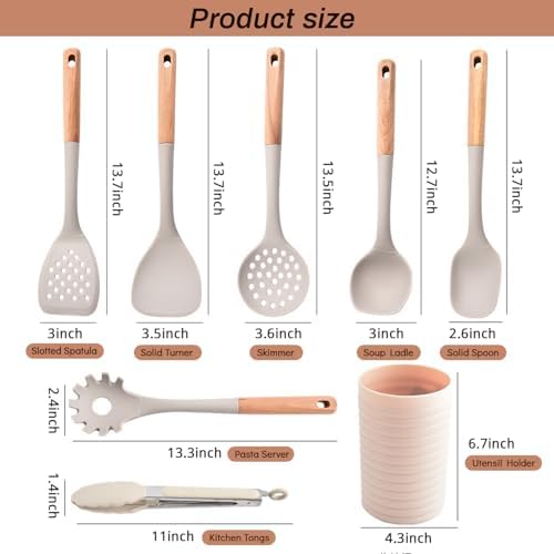 Silicone Cooking Utensils Set 8 Piece with Holder