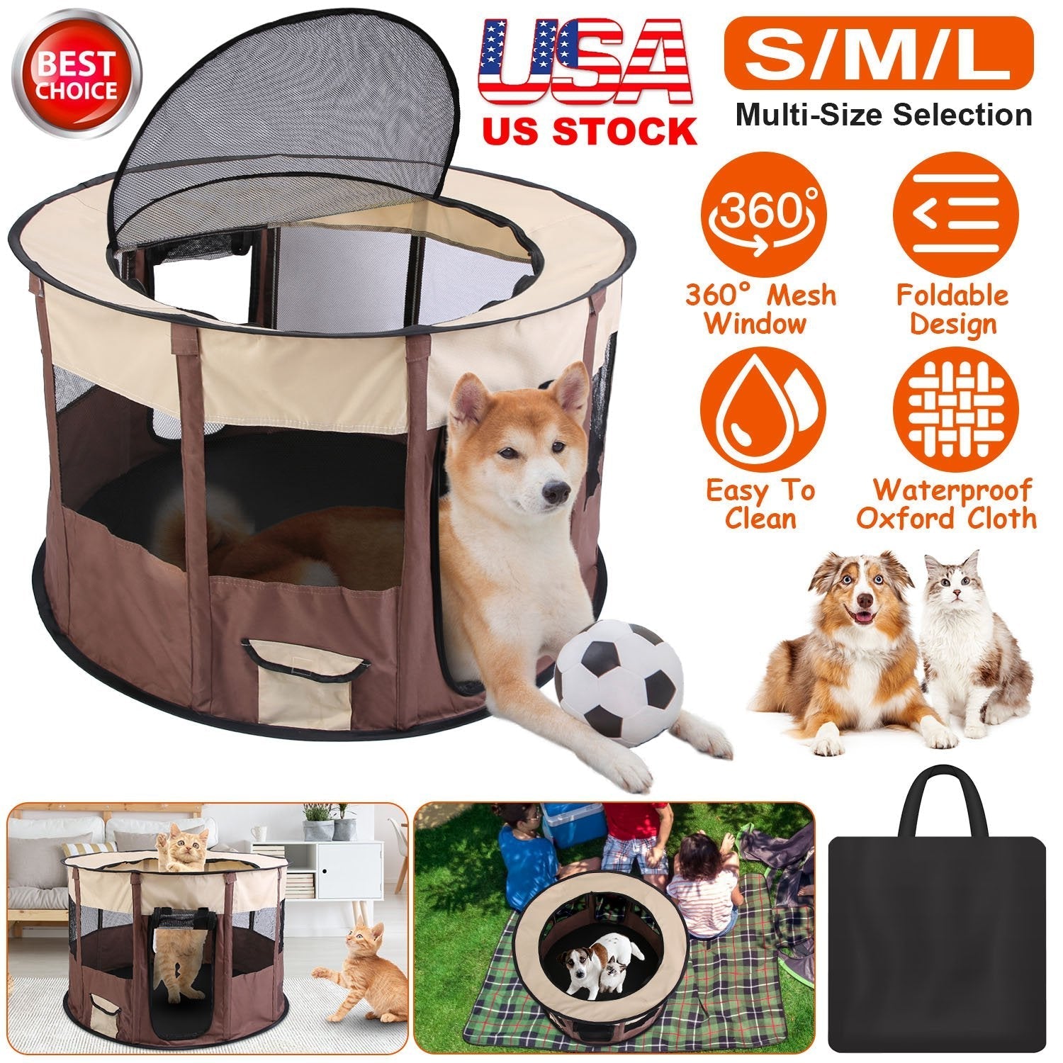 Foldable Playpen for Dog with Carry Bag