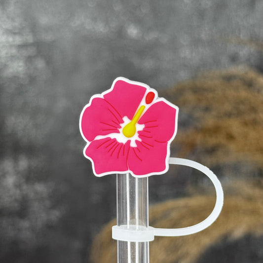 Hibiscus Straw Topper pink
