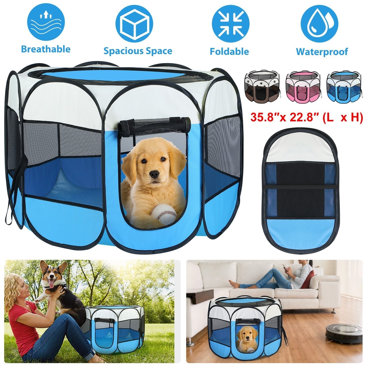 Portable Foldable Pet Tent Exercise Pen
