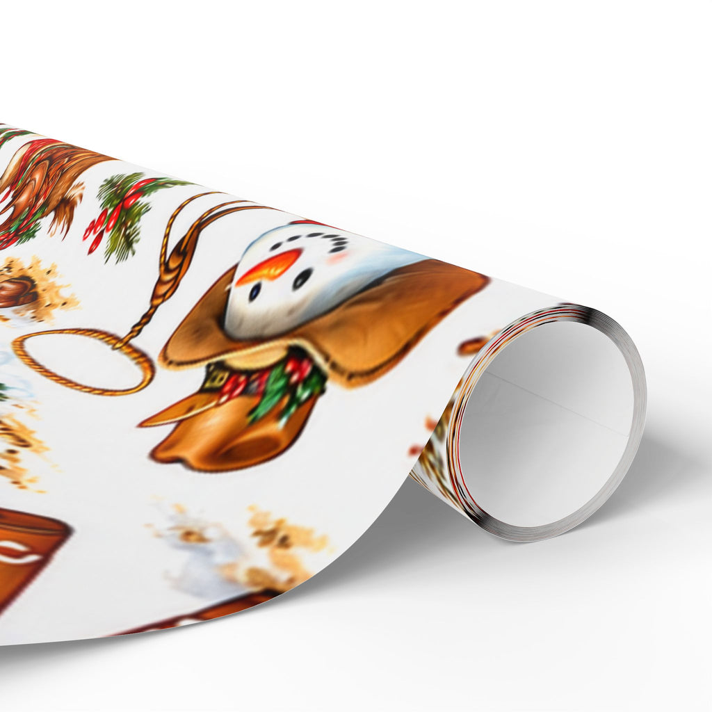 Cowboy Santa & Gingerbread Gang Christmas Wrapping Paper
