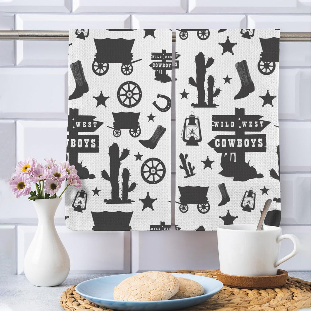 Baha Ranch Wild West Cowboys Set of 2 Dish Towels