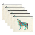 Baha Ranch Watercolor Wolf Cosmetic Bag Pack of 5
