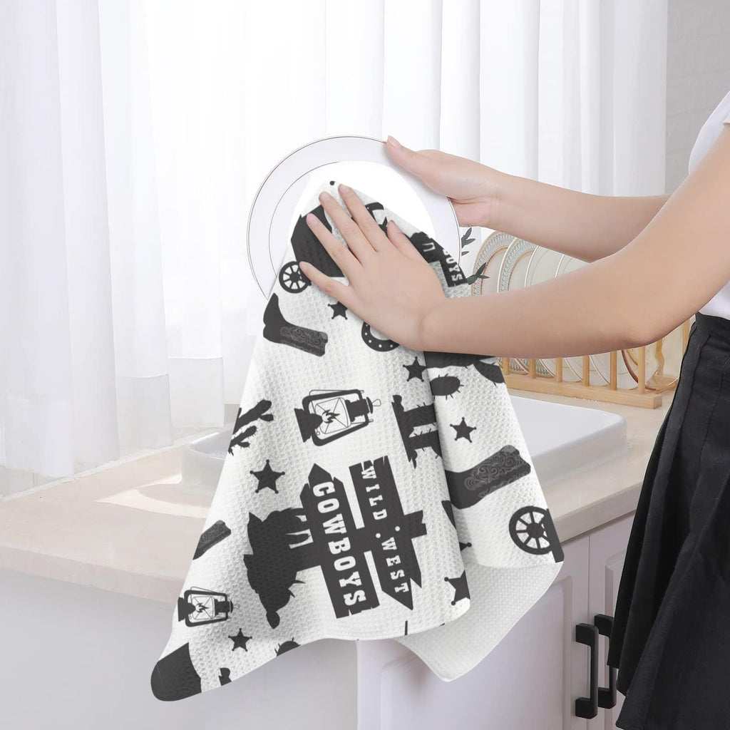 Baha Ranch Wild West Cowboys Set of 2 Dish Towels