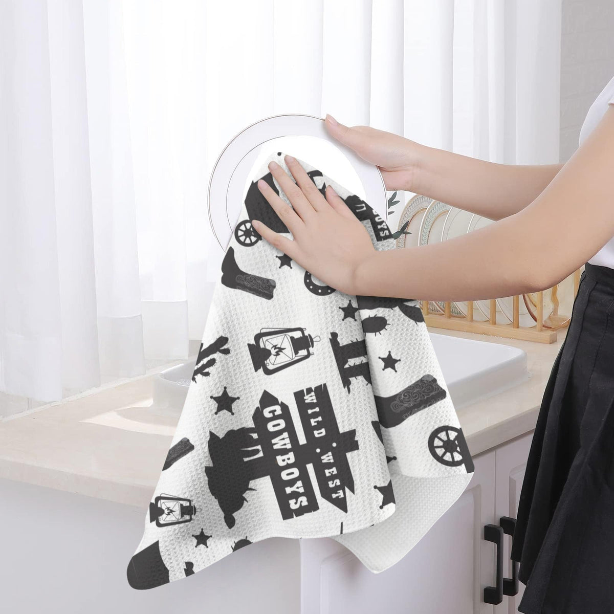 Baha Ranch Wild West Cowboys Set of 2 Dish Towels