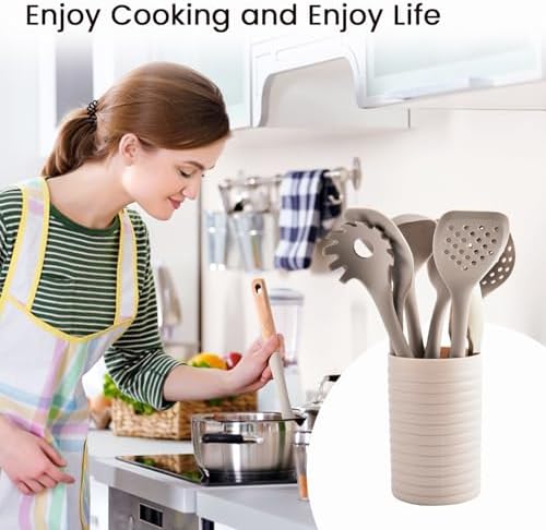 Silicone Cooking Utensils Set 8 Piece with Holder