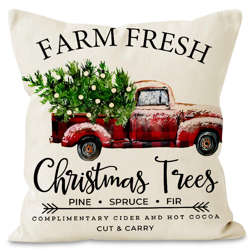 Christmas tree print pillow cover linen pillowcase