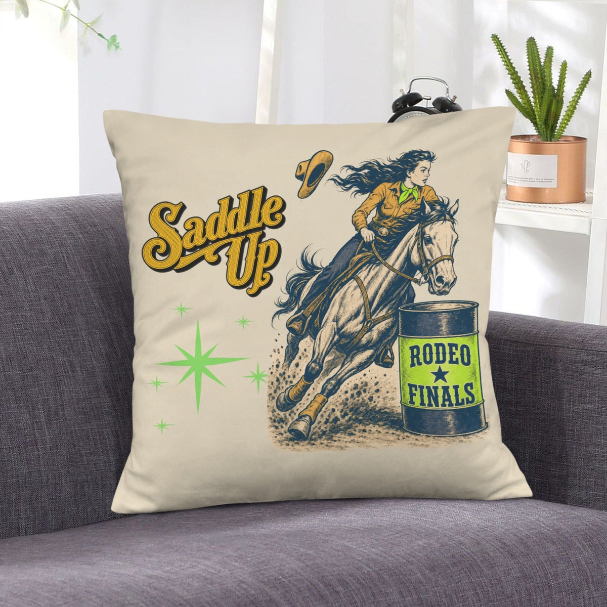 Baha Ranch Velvety Soft The Last Roundup Barrel Racer Throw Pillow Cover
