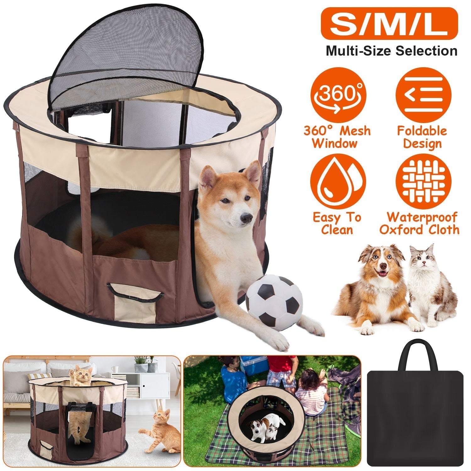 Foldable Playpen for Dog with Carry Bag