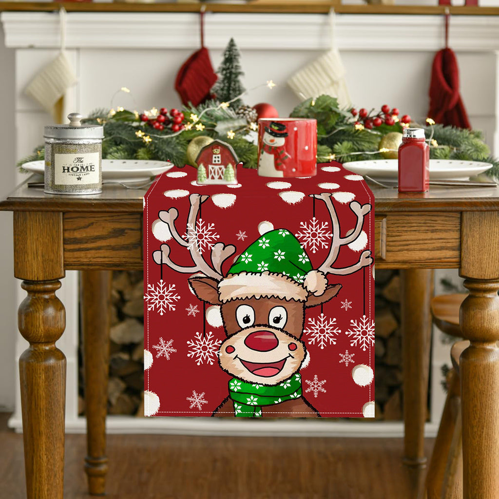 Christmas Cartoon Reindeer Table Runner