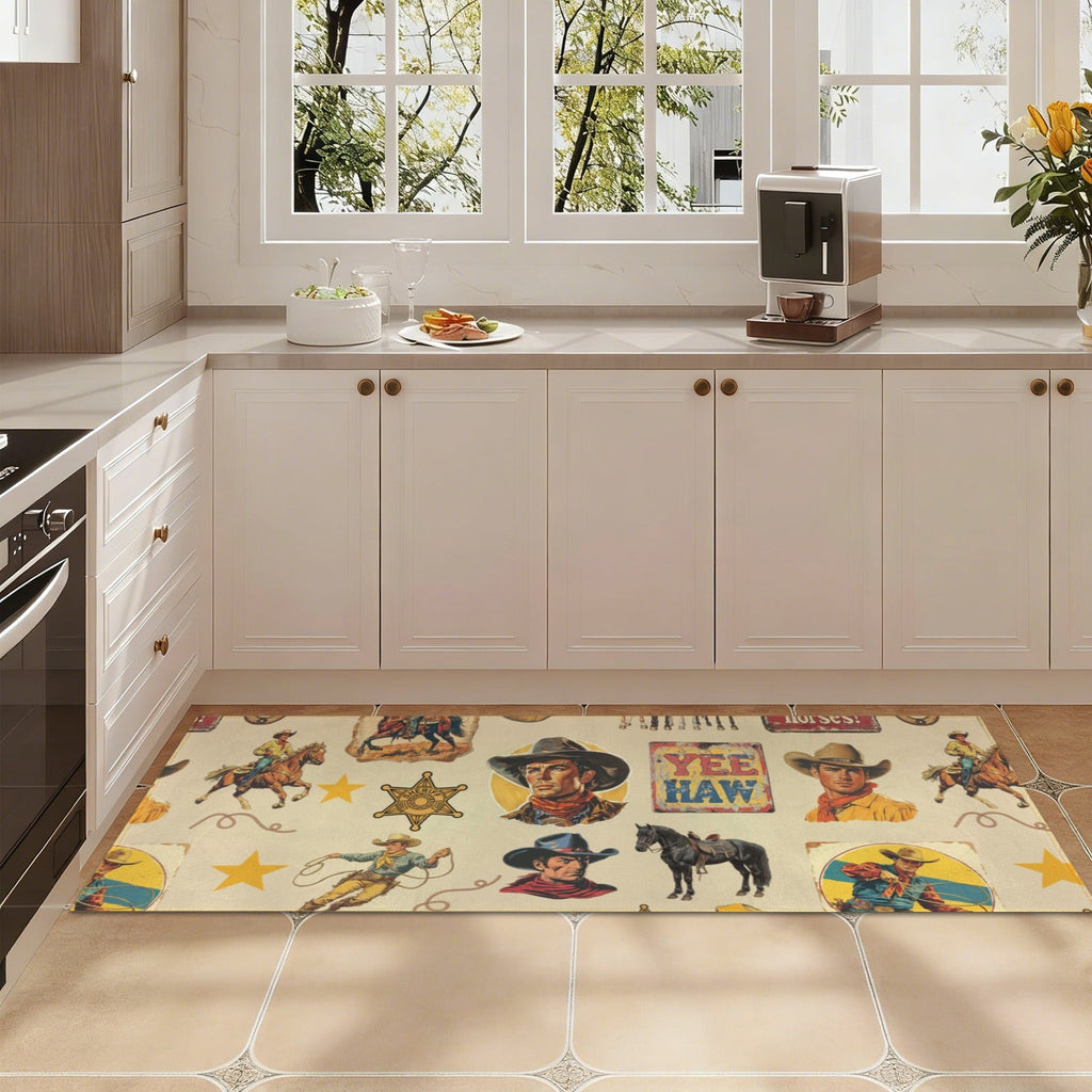 Vintage Cowboy Collage Floor Rug Runner Indoor 60" x 22"