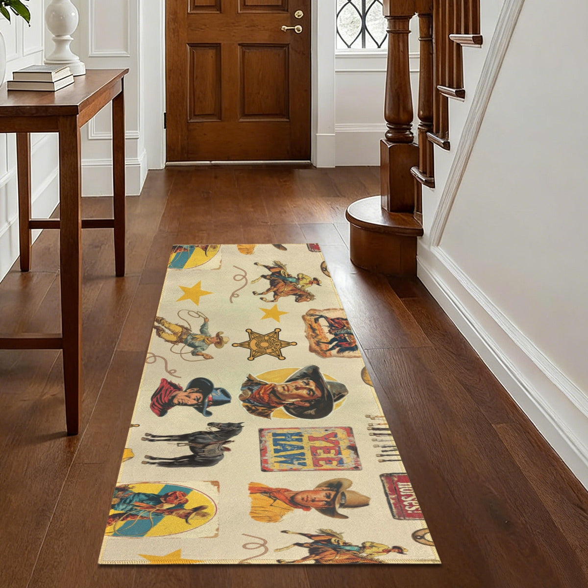 Vintage Cowboy Collage Floor Rug Runner Indoor 60" x 22"