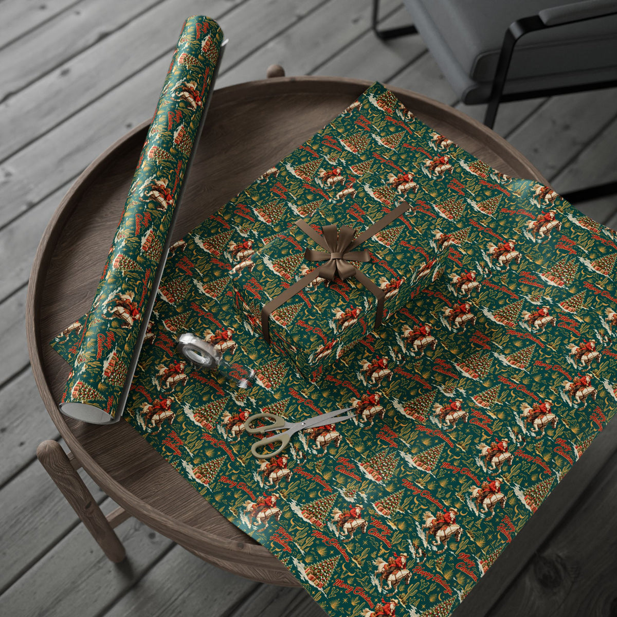 Cowboy Santa Western Christmas Wrapping Paper